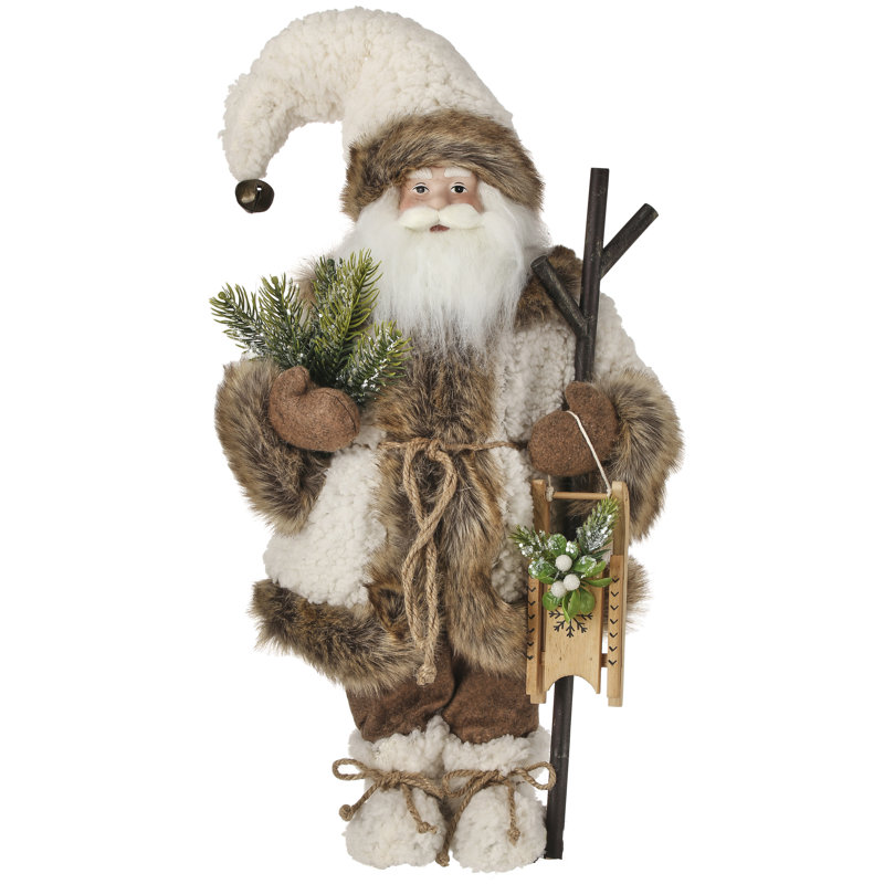 Père Noël d'hiver en tissu 20 po avec traîneau