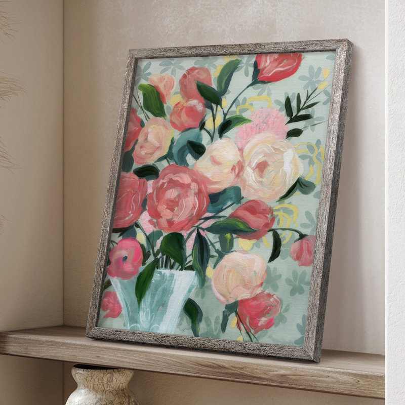 «Painted Posies I», reproduction encadrée - bois massif, H 21 po x l 17 po