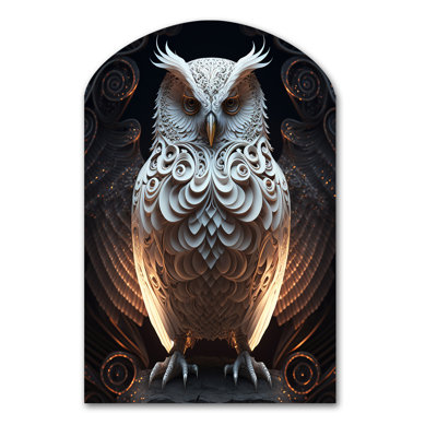 Art mural asymétrique «Hibou blanc I»