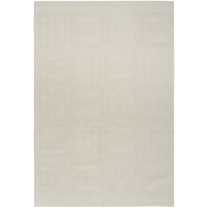 Tapis d'intérieur moderne ivoire Ebern Designs Reimann, Rectangle 5 pi x 7 pi