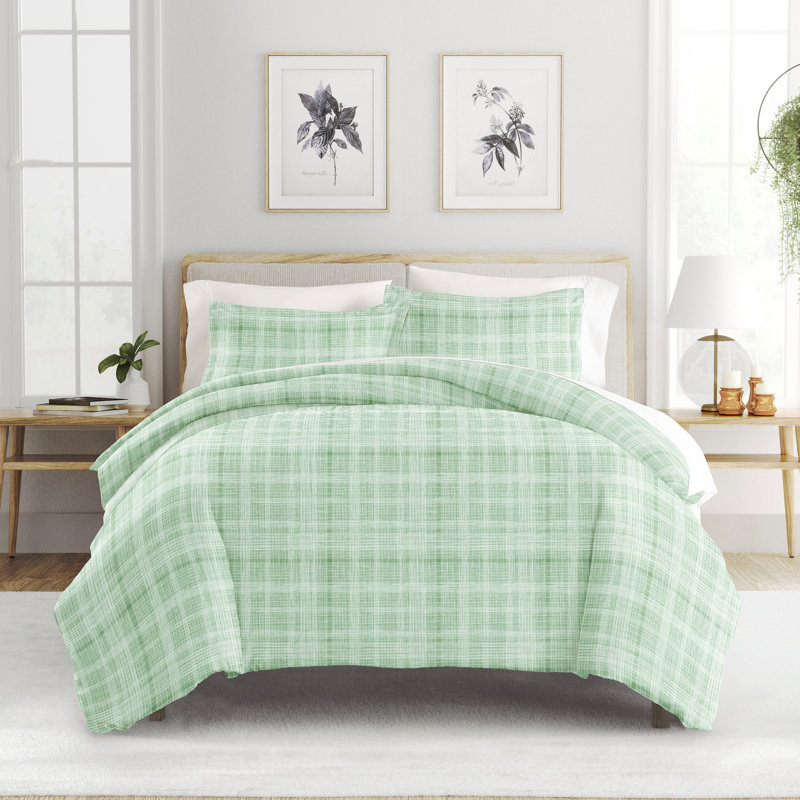 Ensemble de housse de couette carreauté Becky Cameron, Forêt, Housse de couette double / grand et 2 taies décor
