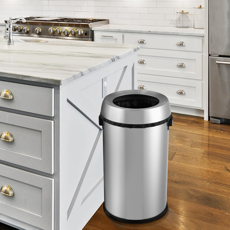 Stainless Steel Open Kitchen Trash Can - 65L