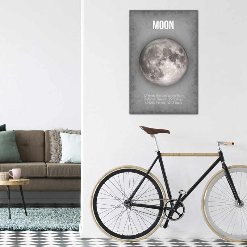 Décoration murale lune pour enfants, H 40 po x l 26 po x P 1,5 po, Toile tendue