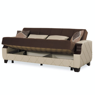 Olivo 89 in. Fabric Upholstered 3-Seater Twin 3-in-1 Sleeper Sofa Bed with Storage by Orren Ellis