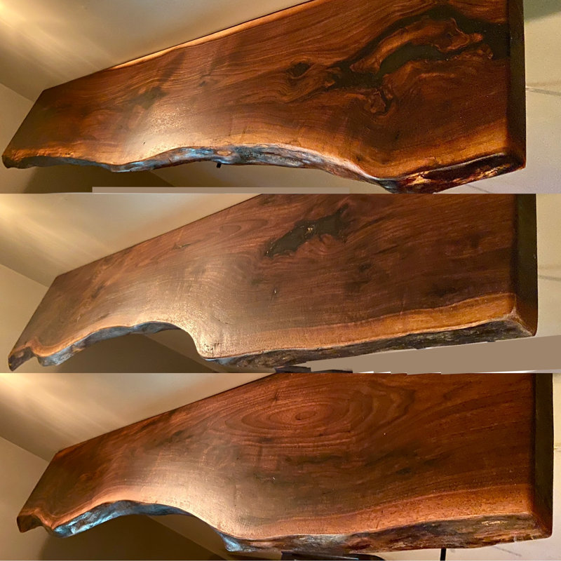 Walnut Solid Wood Floating Shelf with Live Edge, 2" H x 42" W x 12" D