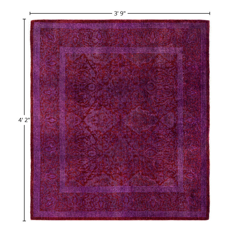 Overdyed One-of-a-Kind 3' 9" X 4' 2" Hand Knotted Area Rug
