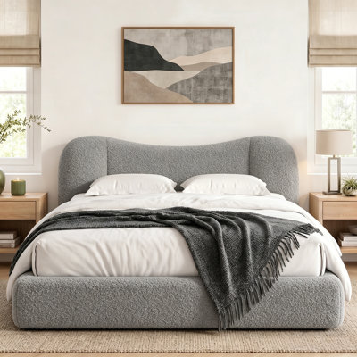 Structure de lit entièrement en mousse avec tête de lit détachable en éléphant de 5,9 po, structure de lit tapissier Sherpa, aucun assemblage requis, sans bruit, aucun sommier tapissier requis