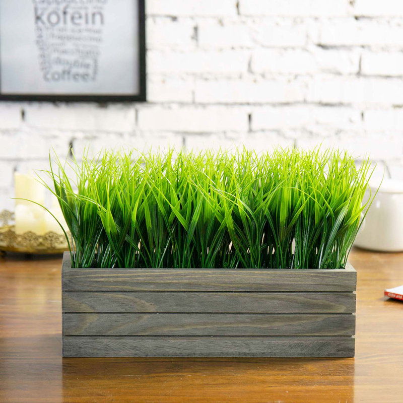 25 cm Artificial Grass in Planter, Grey