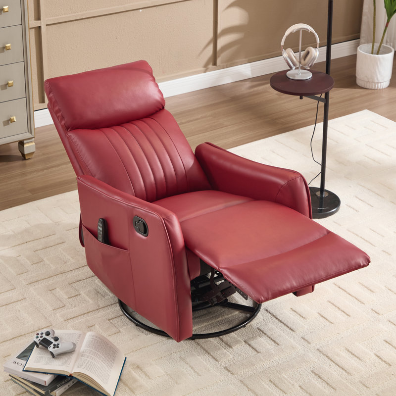 26.37" W Manual Swivel Rocker With Massage Heating, Red