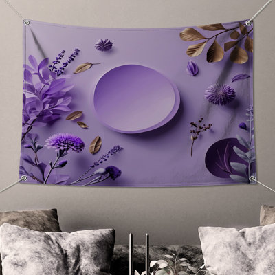 Purple Flowers Wall Tapestry - Floral Wall Decor