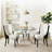5-Piece Round Glass Table Set With Velvet Chairs – Metal Base, Seats 4-1551142724-1551142723-1551142734