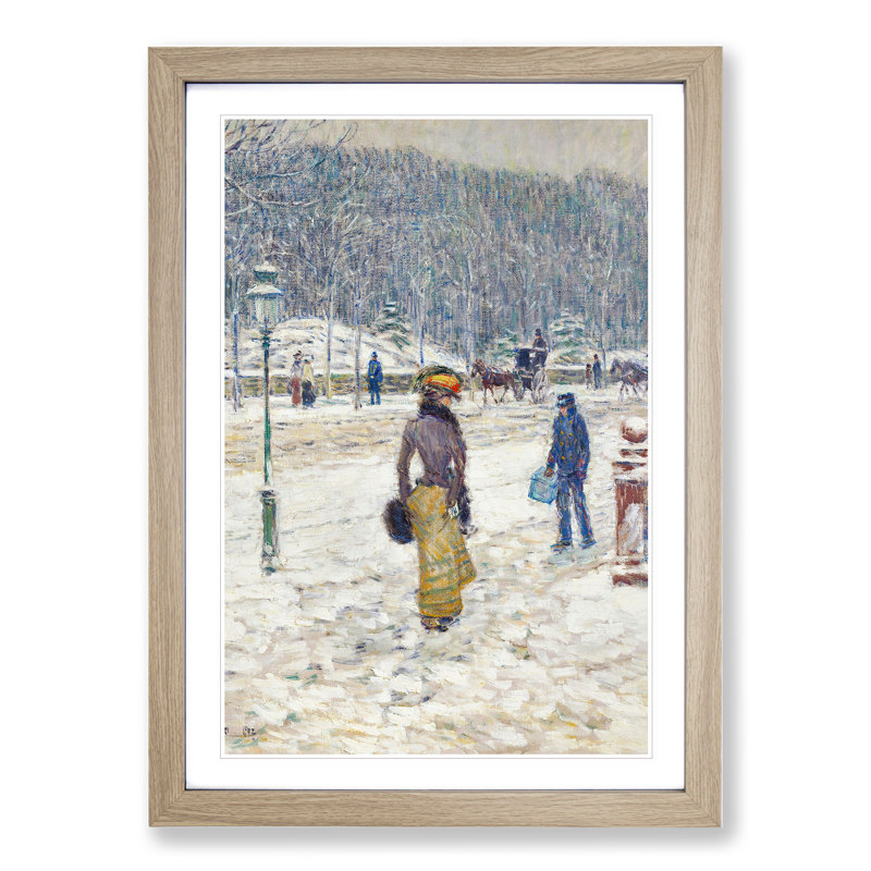 New York Street by Childe Hassam - Picture Frame Painting, 36cm H x 27cm W x 2cm D, Oak Framed