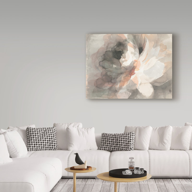 « abstract pivoine », reproduction de peinture à l’acrylique sur toile tendue, H 35 po x l 47 po x P 2 po
