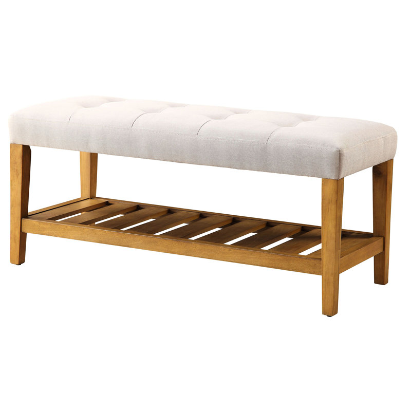 Grey Bedroom Bench With Oak Frame And Storage Shelf Modern Featuring Robust Configuration