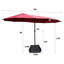 Parasol de patio extérieur double 15X9pi avec base - rouge. Très grand abat-jour pour la cour ou la piscine. Auvent, structure en acier, manivelle facile, évent rouge et base. Plage supplémentaire, jardin. -, rouille