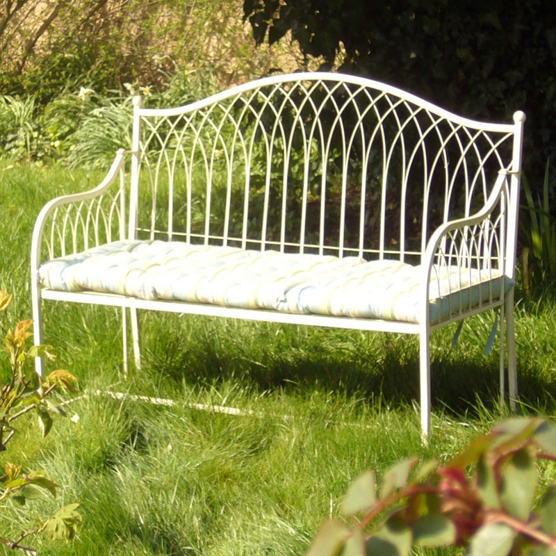 Augie Steel Bench, Cream