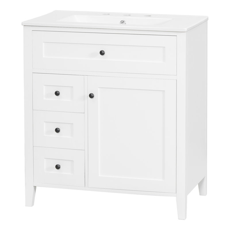 Meuble-lavabo blanc 30 po avec lavabo, Blanc