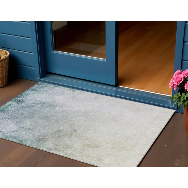 Tapis intérieur lavable extérieur bleu marine et bleu denim 3 pi x 5 pi
