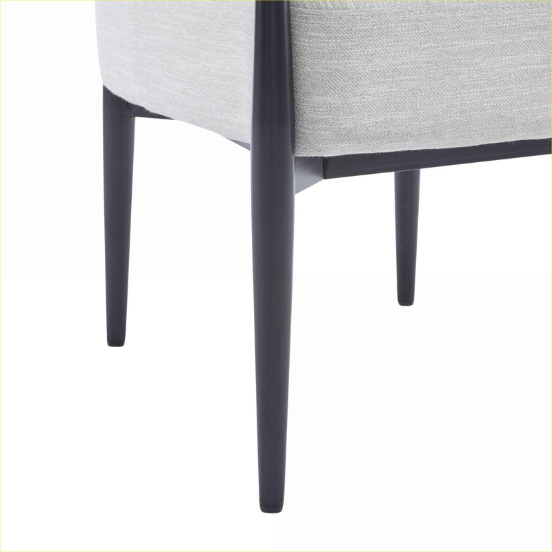 Fauteuil d'appoint rembourré en tissu Mid-Century moderne avec siège en fer noir profond 24 pouces, Black
