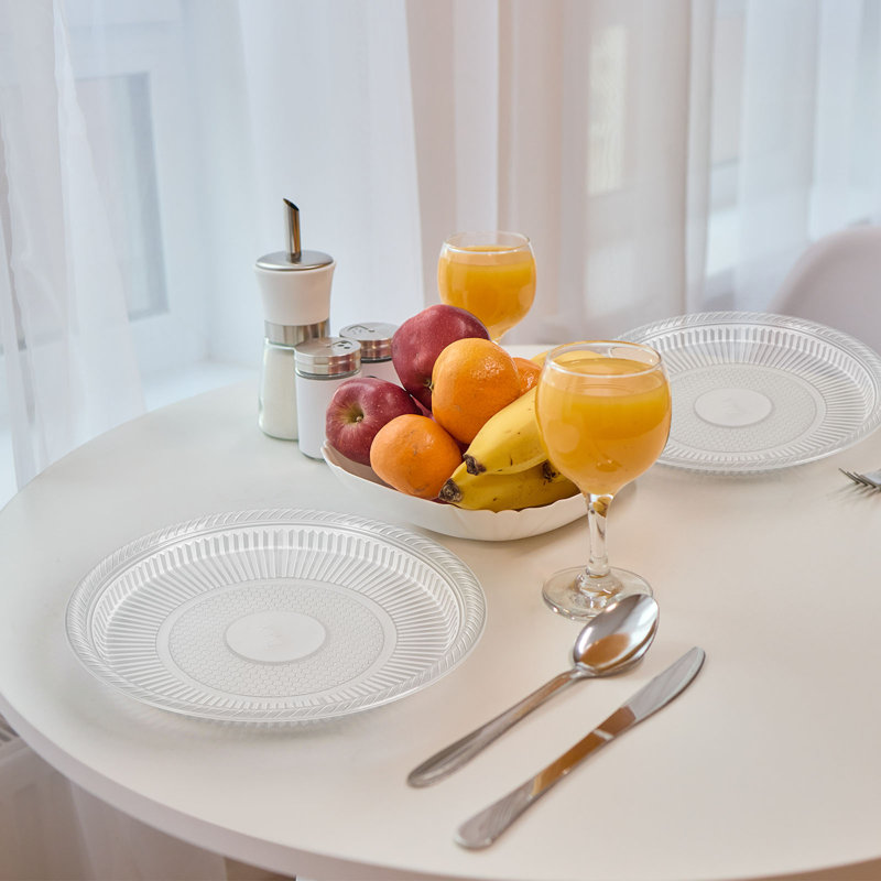Assiettes à dessert jetables en plastique transparent 9 pouces 9 pièces