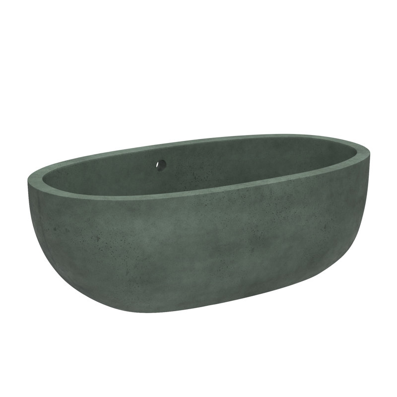 Avalon NativeStone Freestanding Soaking Cement Bathtub, Forest, 22" H x 36" W x 66" L