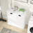 Laundry Sorter Cabinet In White. Elegant And Functional. Removable Cloth Storage Bags. E1 , . Waterproof & Safe. . Easy To Assemble. 100-Pound Load Bearing White Cabinet. Bags For Convenience.