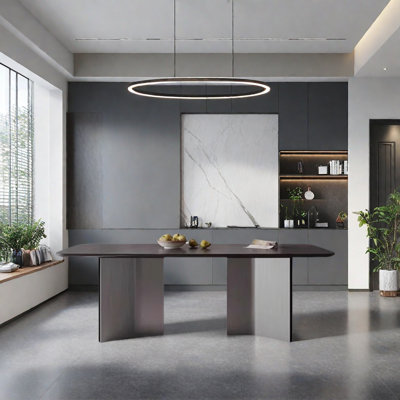 Luxury-Style Black Granite Dining Table