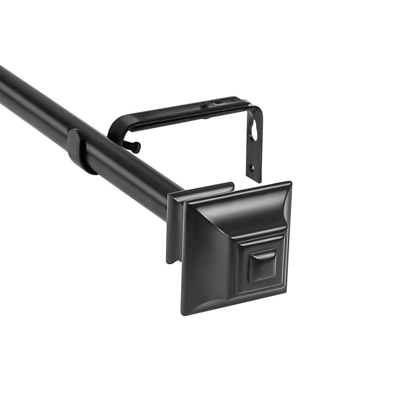 Tringle à rideaux simple réglable 1 po Adelene, Noir, l 48 po à 84 po