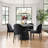 Modern Linen Upholstered Dining Chair with Curved Back and Black Metal Legs-417065036