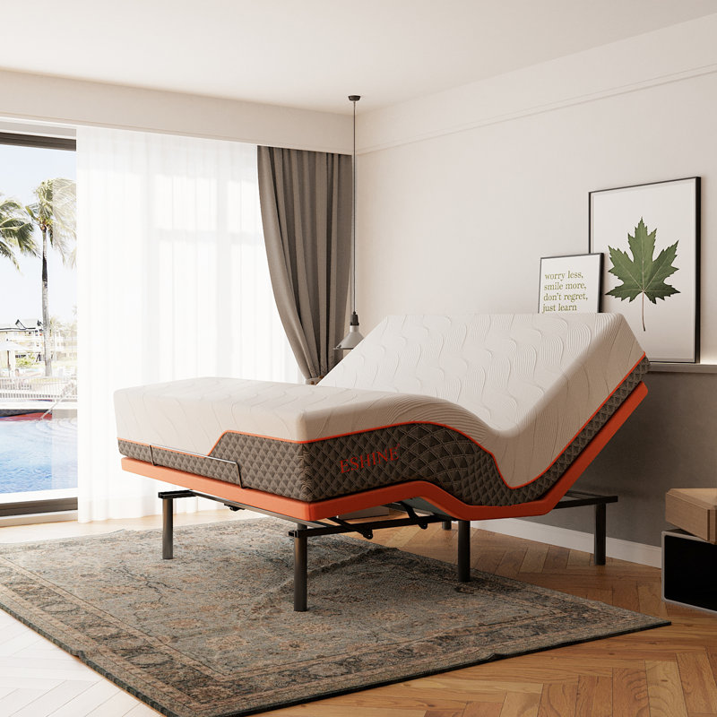 Lit réglable Zero Gravity avec matelas hybride de 14 po, massage, télécommande sans fil, contrôle des applications, Zero Gravity, éclairage sous le lit, ports USB et de type C des deux côtés