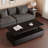 Modern Rectangular Coffee Table With Led Lights, 2 Drawers And Open Storage Shelf-1417891141