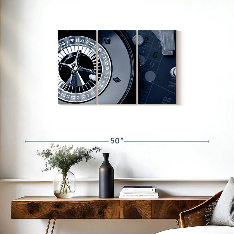 Roulette Table In Dark Colors, 20" H x 33" W