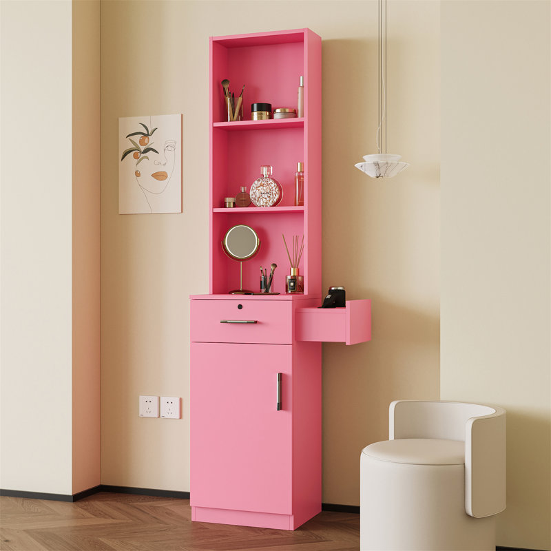 Bureau moderne avec coiffeuse avec rangement spacieux et design fonctionnel, Blanc
