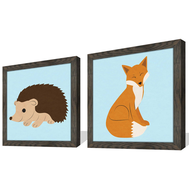 « superficies animal ii »-ensemble de 2 pièces imprimées, Cadre brun, H 17,5 po x l 17,5 po x P 1 po