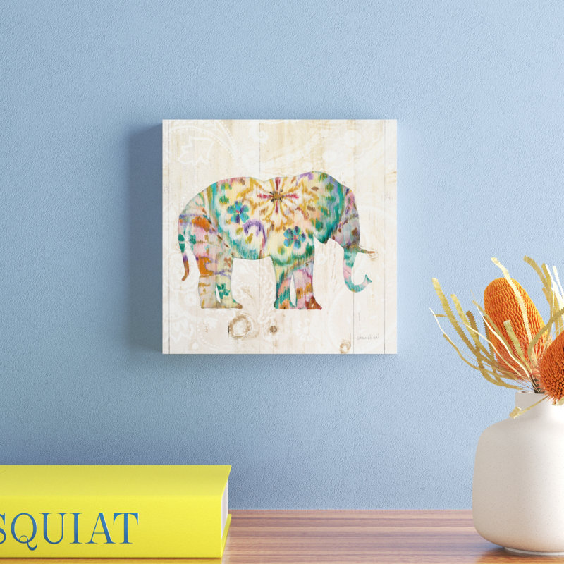 «Boho Paisley Elephant I» par Danhui Nai, impression sur toile, H 12 po x l 12 po