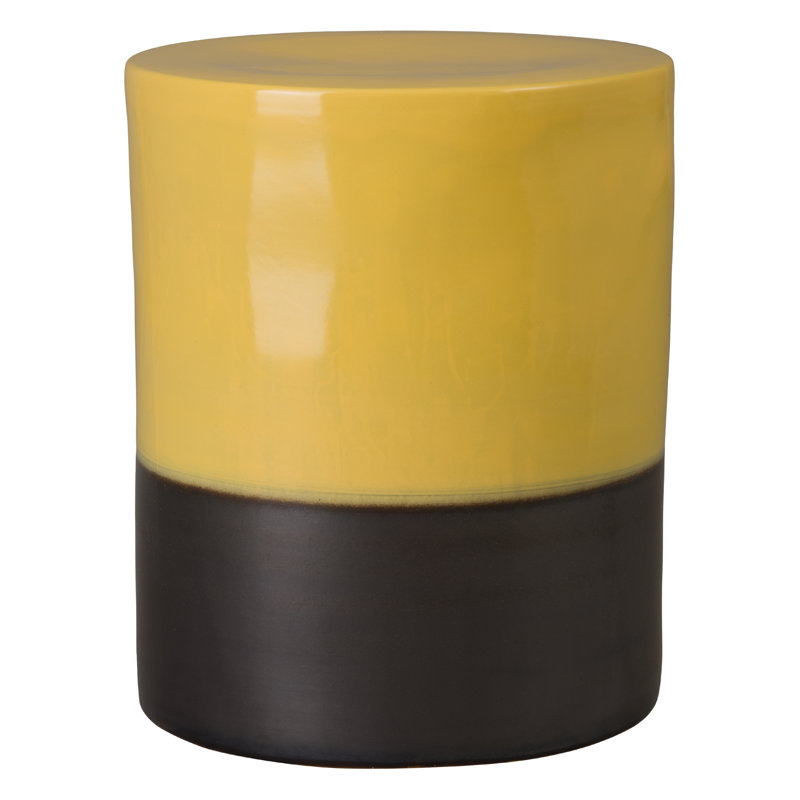 Tabouret de jardin bicolore en céramique fabriqué à la main H 22 po