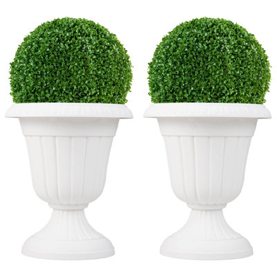18 inch Tall Vintage Planters with Pedestal Base & Pre-marked Drain Hole 
