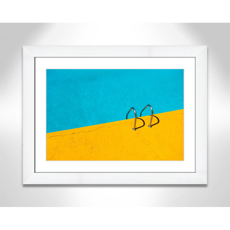 " Retro Pool Oasis " by Etienne Girardet, Blanc, Cadre blanc en forme de cube blanc, H 18,5 po x l 24,5 po x P 1,25 po