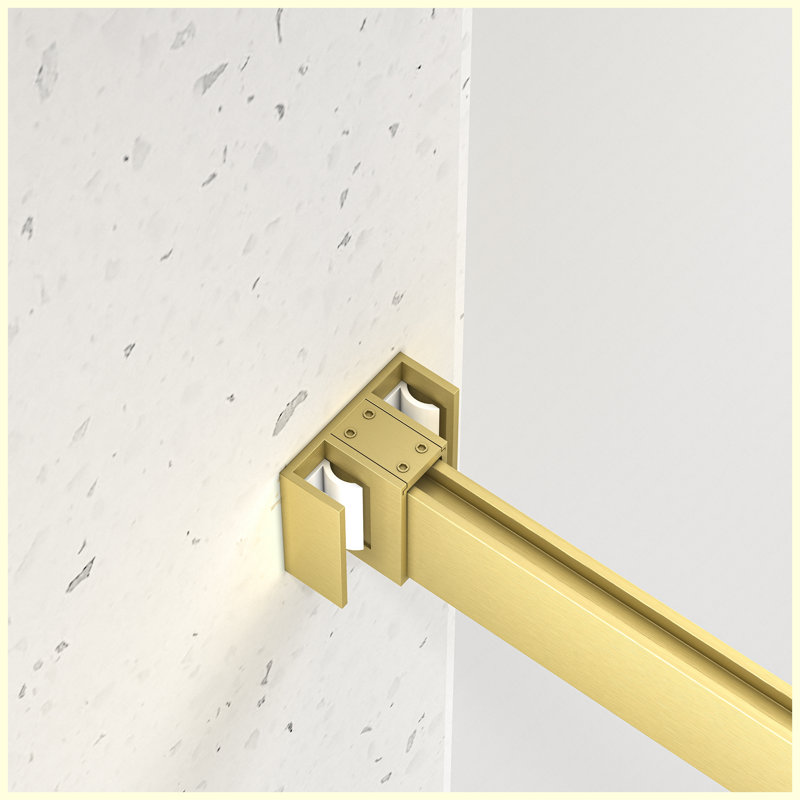 Porte de douche coulissante double sans cadre brossée or brossé, l 55-60 po x H 78 po, verre trempé 1/4 po avec film antidéflagrant Nano, installation réversible