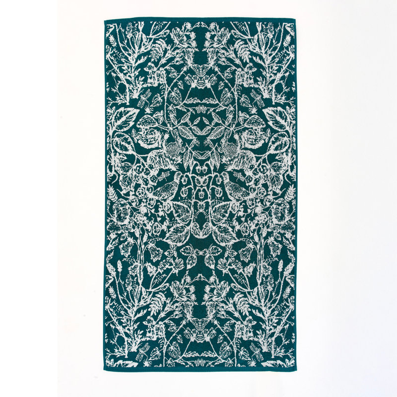 Secret Garden 550gsm Yarn Dyed Jacquard Comfort Co 100% Cotton Midweight, Teal, Hand Towel - 1 Pack