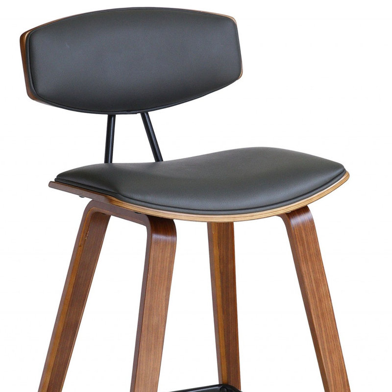 Chaise à dossier bas avec repose-pieds, Gris / Brun, Tabouret de comptoir (siège d'une hauteur de 25,5