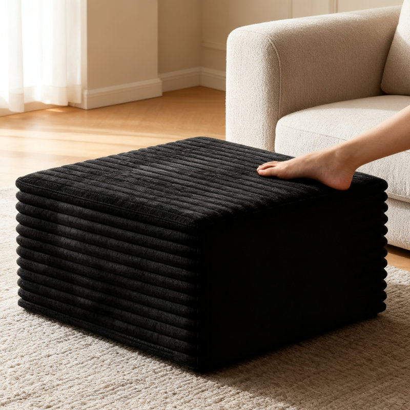 Repose-pieds modulaire pour salon rembourré en mousse à mémoire de forme haute densité