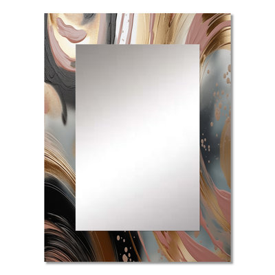 Abstract Gold and pink Liquid ink circles I - Liquid Ink Decorative Mirror, Gold Wall Mirror, Printed Metal Art