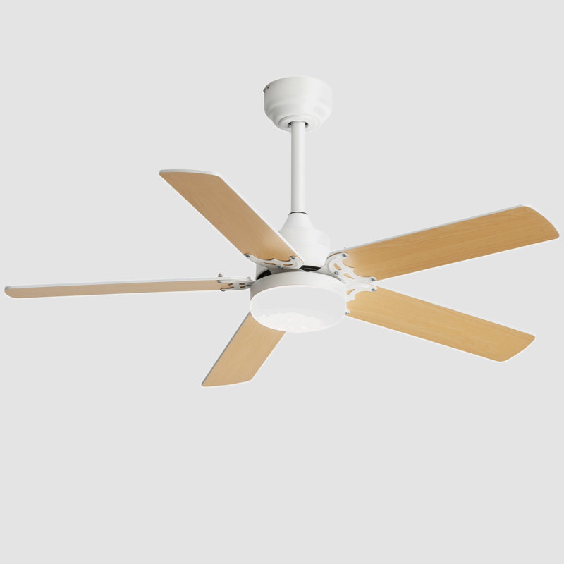 Ventilateur de plafond 42 po avec lumières DEL Lakeah, Blanc, Naturel