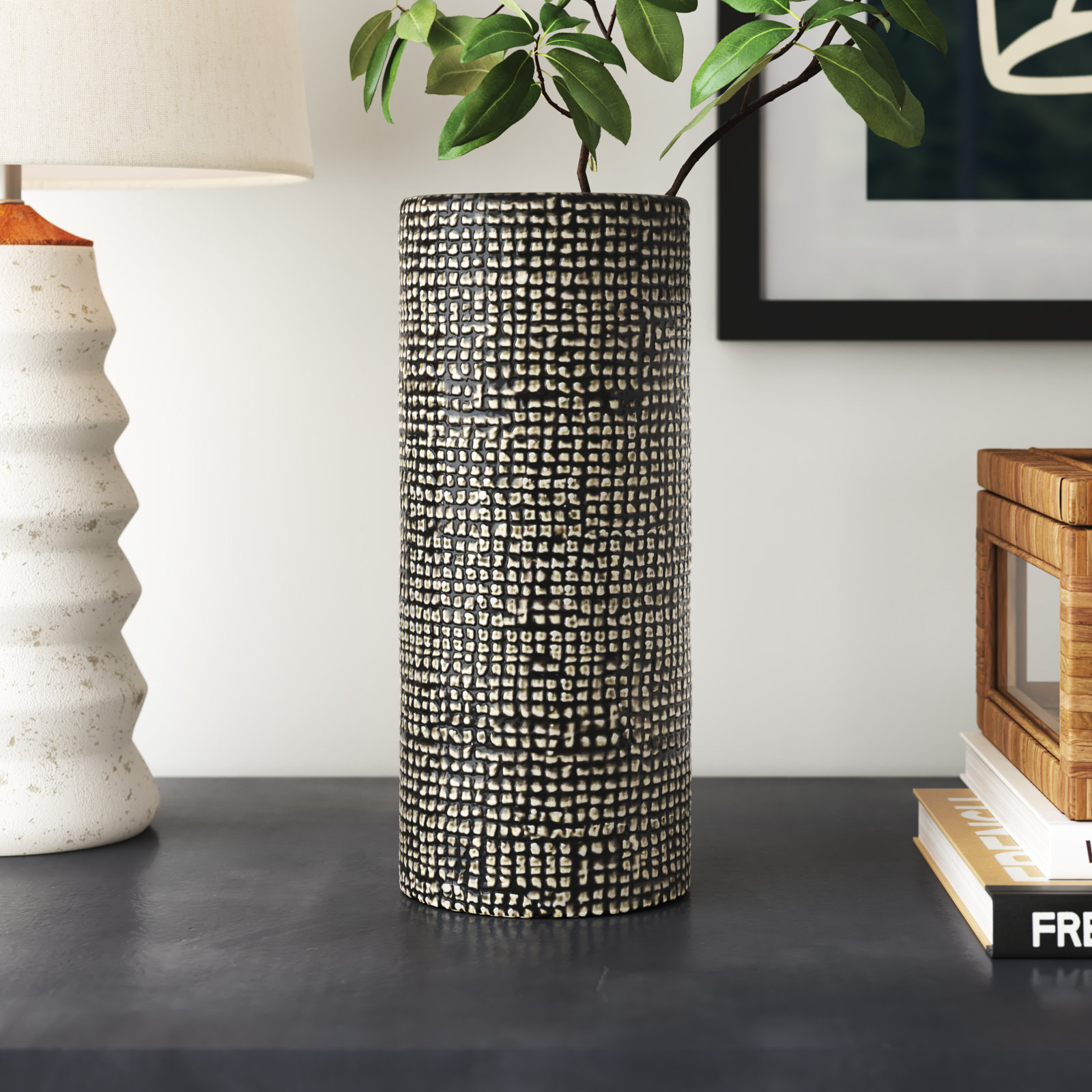 Vaila Ceramic / Porcelain Table Vase, 9.8" H x 4.1" W x 4.1"D