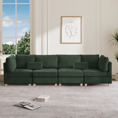 Canapé modulaire 126 po en velours côtelé