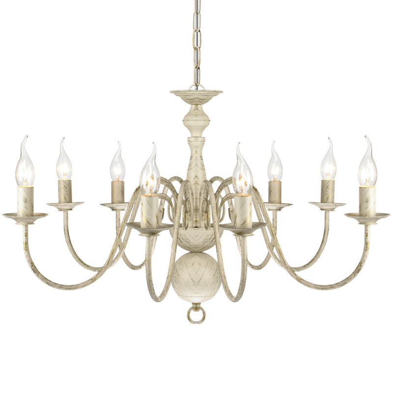 8 - Light Candle Style Chandelier, Antique white
