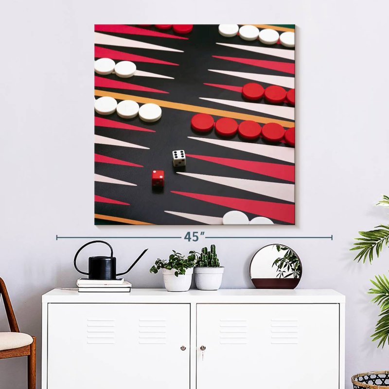 Senne Playing Backgammon, 33" H x 33" W