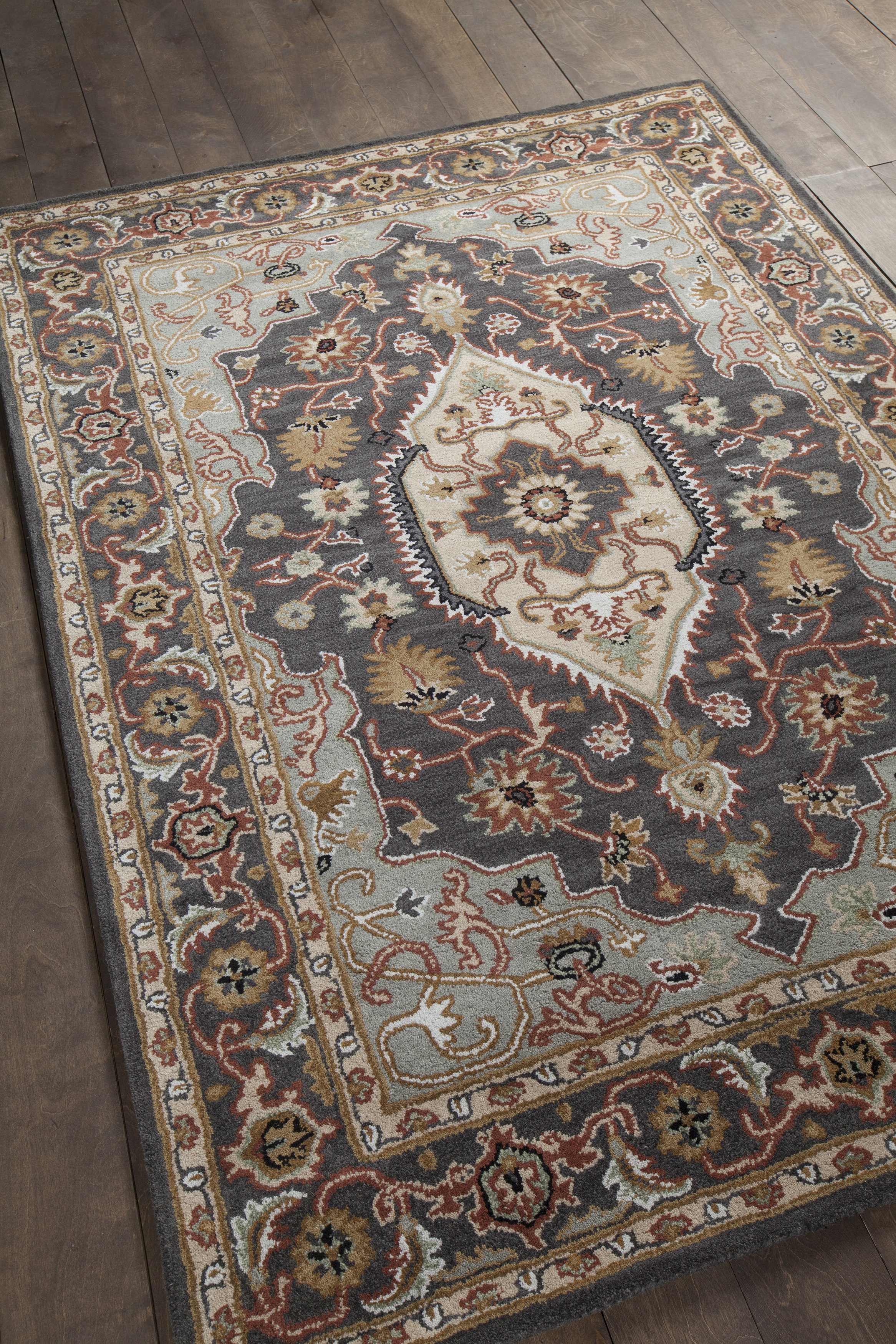 Darby Home Co Bartz Authentic Hand-Tufted Handmade Slate Grey, Charcoal ...