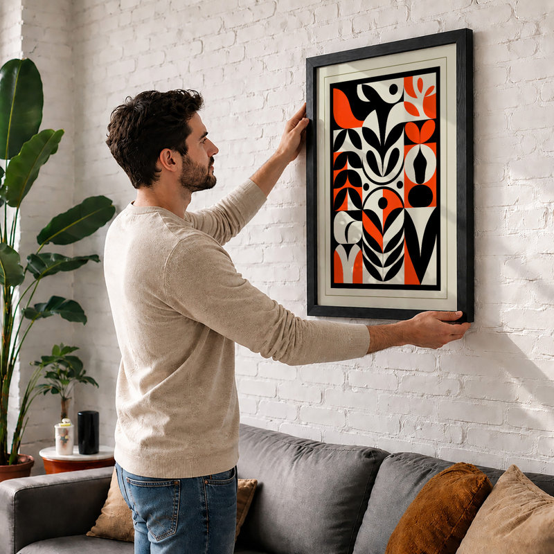 Botanical Deco Art Deco - Framed Print, A2 - 59.4 x 42.0 cm, Walnut